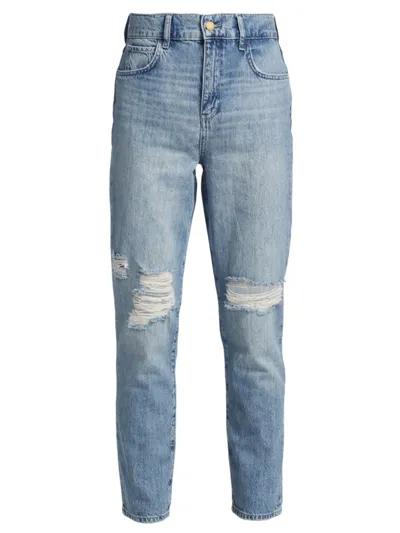 Triarchy Distressed High-rise Straight-leg Jeans In Light Indigo