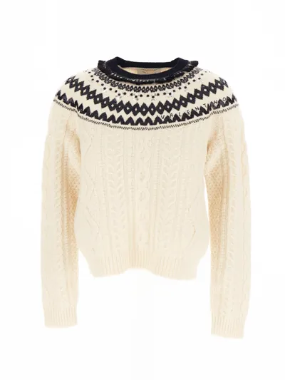 Valentino Foulard Archive Cable-knit Jumper In Ivory