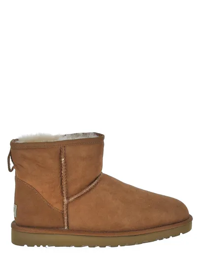 Ugg Mini Classic Ankle Boots In Brown Suede In Beige