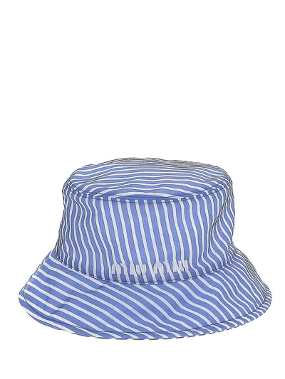 Miu Miu Striped Bucket Hat With Logo Embroidery In Multicolor