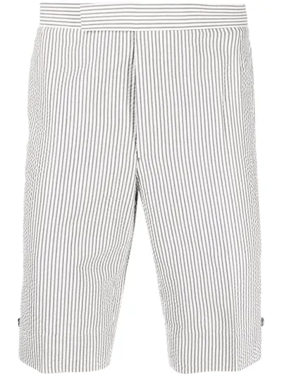 Thom Browne Classic Backstrap Striped Shorts In Grey