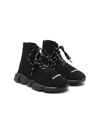 Balenciaga Kids' Speed Lace-up Sneakers In Black