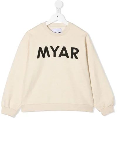 Myar Kids' Logo-print Sweatshirt In Ecru Melange