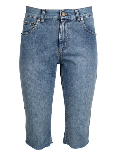 Saint Laurent Denim Bermuda Shorts In Blue