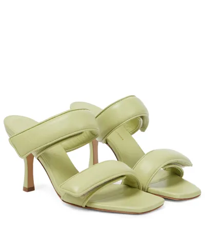 Gia Borghini X Pernille Teisbaek Perni 03 80 Green Leather Mules