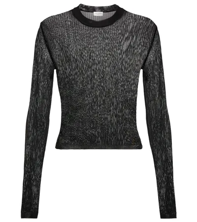 Saint Laurent Ribbed-knit Top In Noir