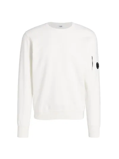 C.p. Company Logo Plaque Crewneck Sweatshirt In Egret