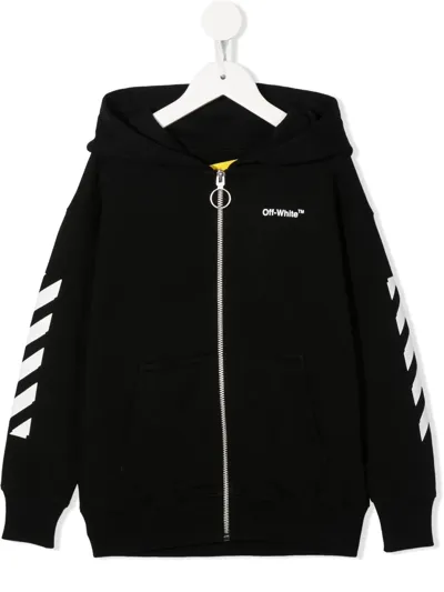 Off-white Kids' Ow Rubber Arrow Windbreaker In Black White