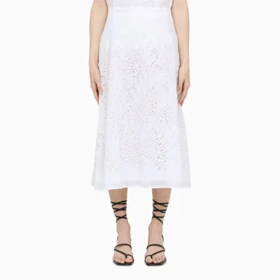 Max Mara Pleated Jersey Maxi Skirt In White