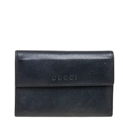 Pre-owned Gucci Black Leather French Trifold Wallet