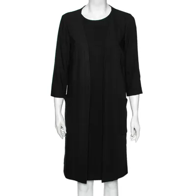 Pre-owned Max Mara Black Crepe Overlay Detail Shift Dress M