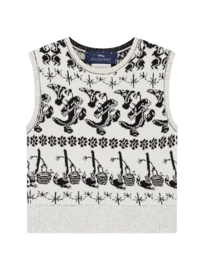 Stella Mccartney X Disney Fantasia Sleeveless Fair Isle-knit Sweater In White Black