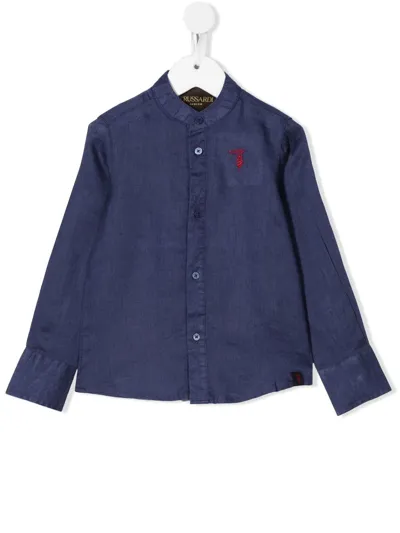 Trussardi Junior Kids' Embroidered Logo Shirt In Blue