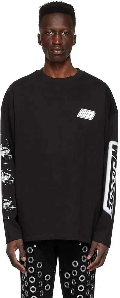 We11 Done Black Cotton Long Sleeve T-shirt