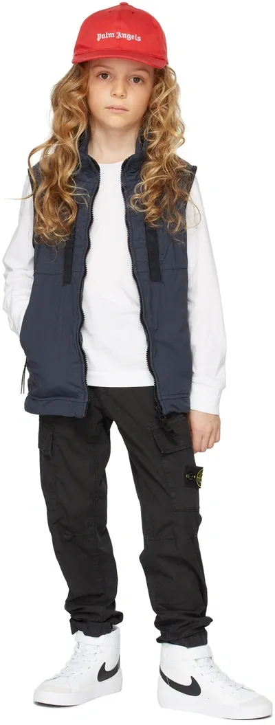 Stone Island Junior Kids Navy Hooded Vest In V0028 Blue