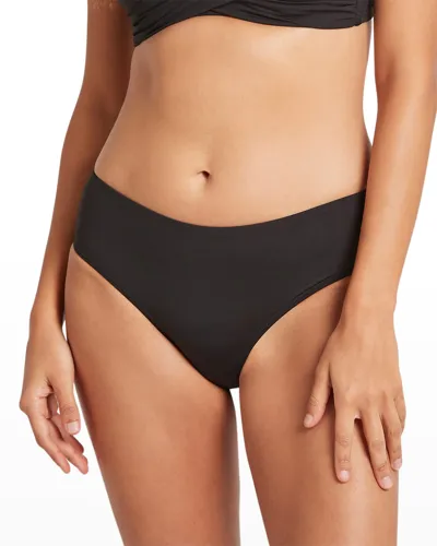 Sea Level Swim Essentials Mid Bikini Bottom In Black