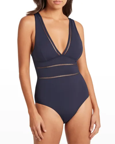 Sea Level Swim Essentials Spliced One Piece In Night Sky