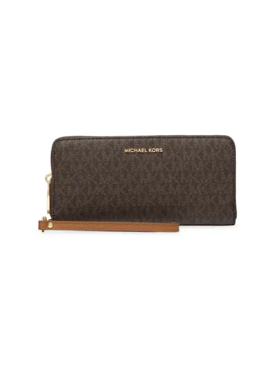 Michael Michael Kors Jet Set Travel Continental Wallet In Brown