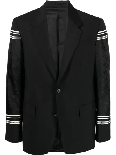 Versace Greca Sleeves Single-breasted Blazer In Black