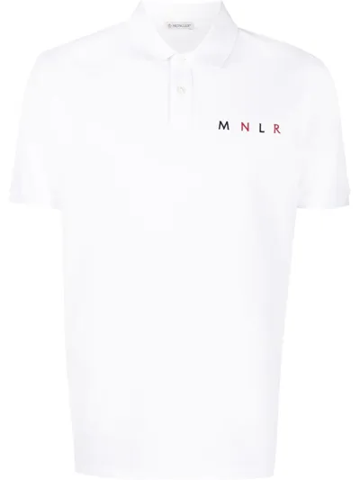 Moncler Logo-embroidered Polo Shirt In White