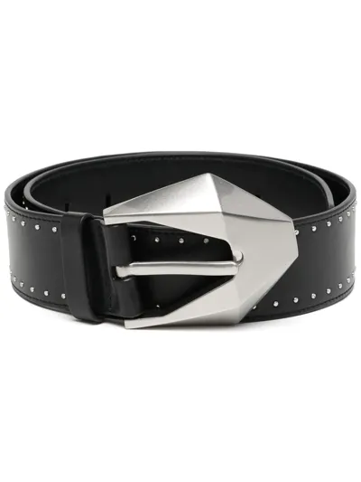 Ports 1961 Studded Leather Buckle Belt In Schwarz