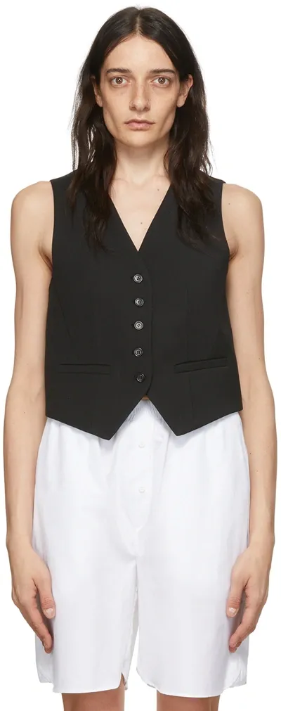 The Frankie Shop Gelso Grain De Poudre And Satin Vest In Black