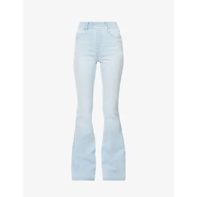 Spanx Flared Mid-rise Stretch Denim Jeans In Retro Light Wash