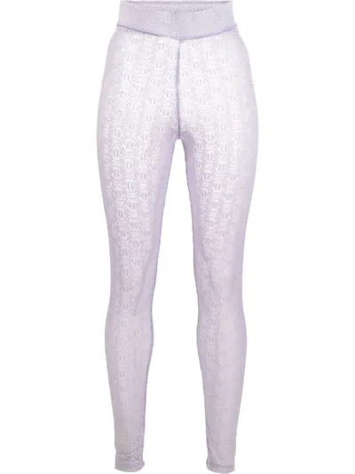 Philipp Plein Monogram-pattern Leggings In Violett