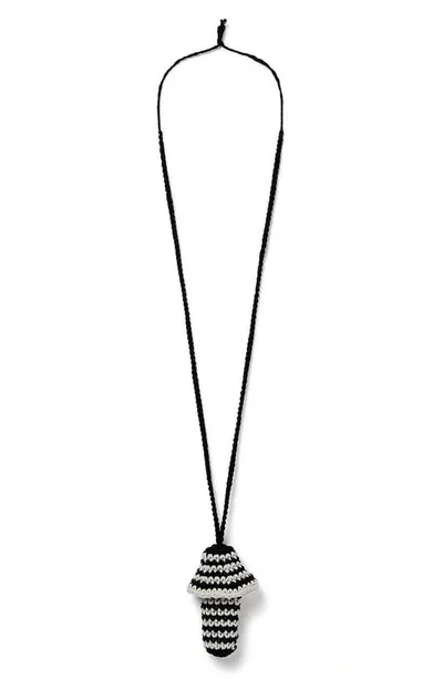 Stella Mccartney X Disney Fantasia Crochet Mushroom Pendant Necklace In 9249 Off White/black