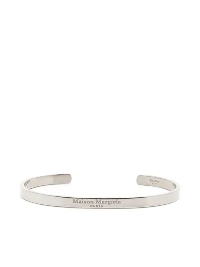 Maison Margiela Silver Logo Cuff Bracelet In 951