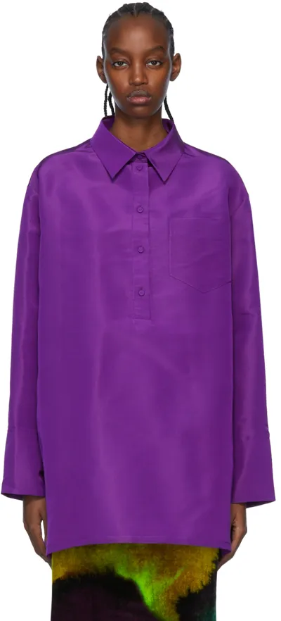 Valentino Oversized Silk-faille Shirt In Violet