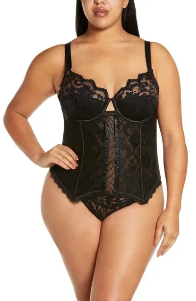 Coquette Lace Bustier Underwire Bra In Black