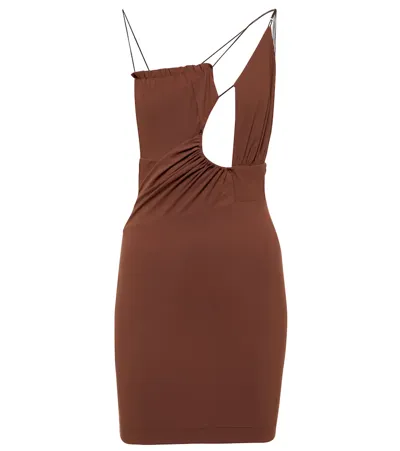 Nensi Dojaka Cutout Ruched Minidress In Brown