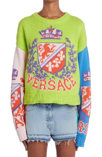 Versace Royal Rebellion Intarsia Knit Sweater In Print