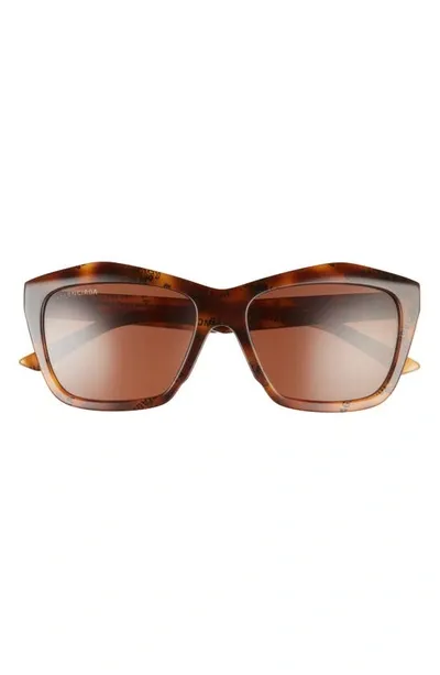 Balenciaga 57mm Rectangle Sunglasses In Havana