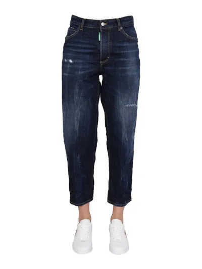 Dsquared2 Distressed Cropped Jeans In Blue