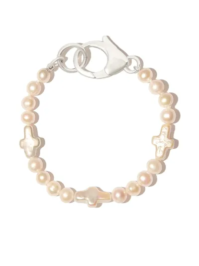 Hatton Labs Sterling Silver Cross Pearl Bracelet