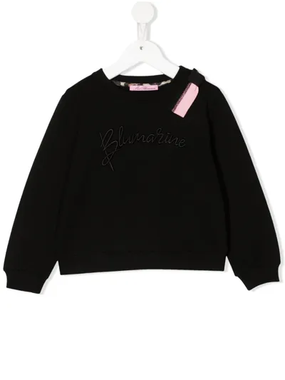 Miss Blumarine Logo-print Cotton Sweatshirt In Schwarz