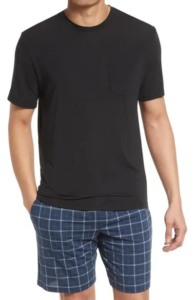 Tommy John Second Skin Pocket Sleep T-shirt In Black