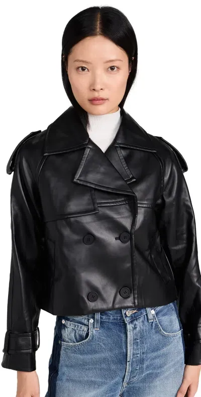 4th & Reckless Dayna Cropped Trench Coat Black