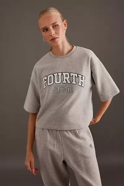 4th & Reckless Xenia Oversized Sweat Top In Grey