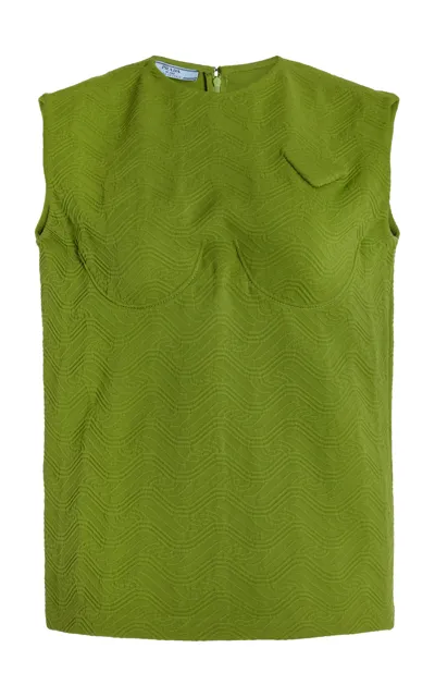 Prada Bra-detailed Jacquard Top In Green