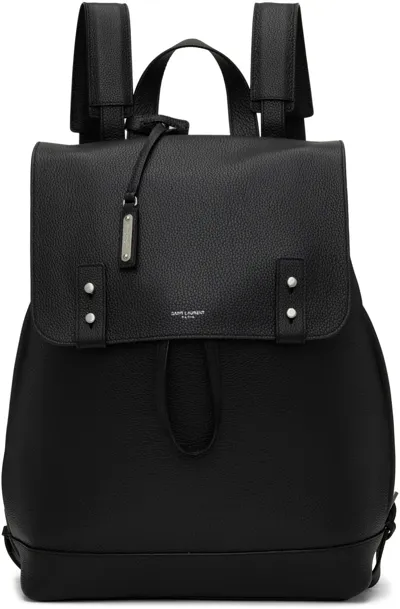 Saint Laurent Logo Sac De Jour Leather Backpack In Black