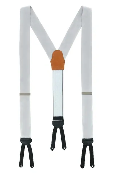 Trafalgar Big And Tall Sutton Solid Silk Formal End Suspenders In Silver