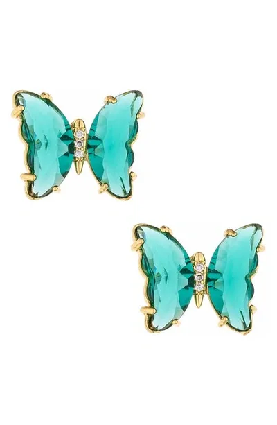 Ettika Butterfly Stud Earrings In Green