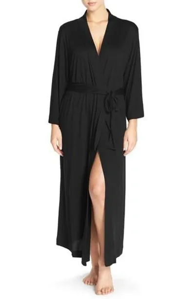 Natori Shangri-la Long Robe In Black