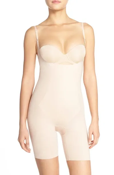 Spanx Neutral Oncore Sculpting Open Bust Bodysuit In Soft Nude