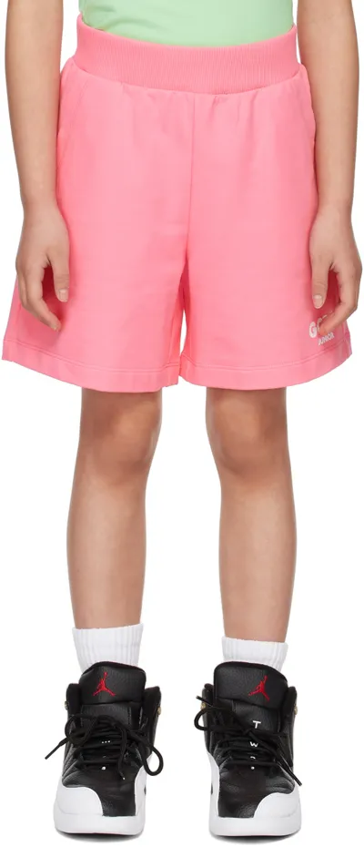 Gcds Kids Pink Heart Logo Shorts In 51470 Dark Pink