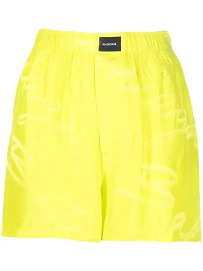 Balenciaga Hammered Elasticized Logo Shorts In Pink