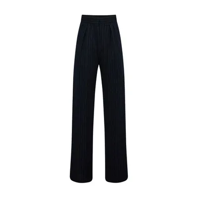 Max Mara Matilde Stripe High Waist Wool Blend Trousers In Blu Marino